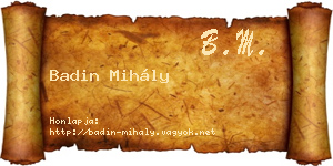 Badin Mihály névjegykártya